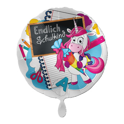 18"/Ø43cm Folienballon  "Einhorn Endlich Schulkind" - feiermeier Schulanfang