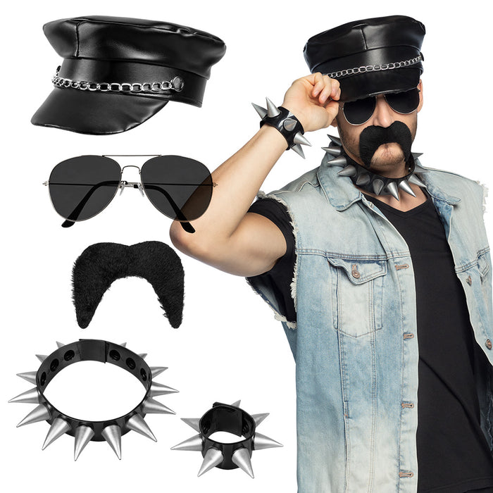 Kostüm-Set "Rocker" - 5-tlg. |  Biker Verkleidung
