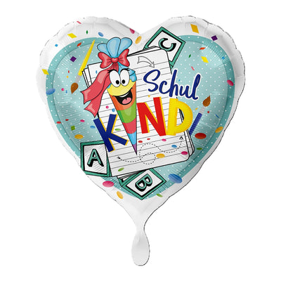 18"/Ø43cm Herz Folienballon  "Schulkind" - feiermeier Schulanfang