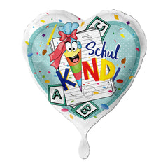ABC18 Herz Folienballon Ø 43cm "Schulkind"
