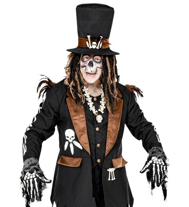 Skelett Handschuhe für Erwachsene | Schwarz Weiß - Kostüm Halloween