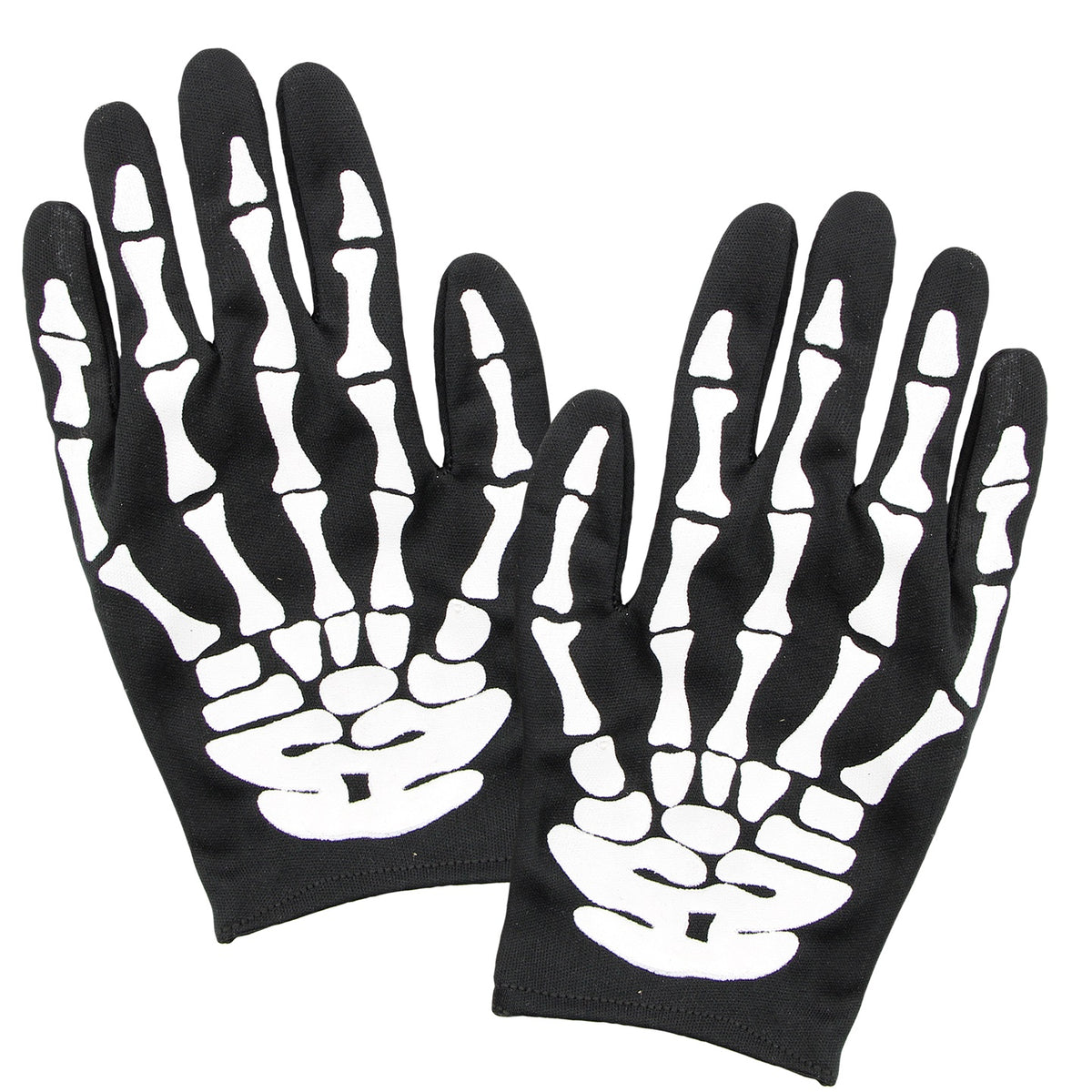 Halloween Skelett-Handschuhe – 2 Paar Weiße Vollfinger-Handschuhe Mit Knochen-Muster – Für Kostümparty, Cosplay, Grusel-Deko (Größe: Erwachsene, Dehnbar)