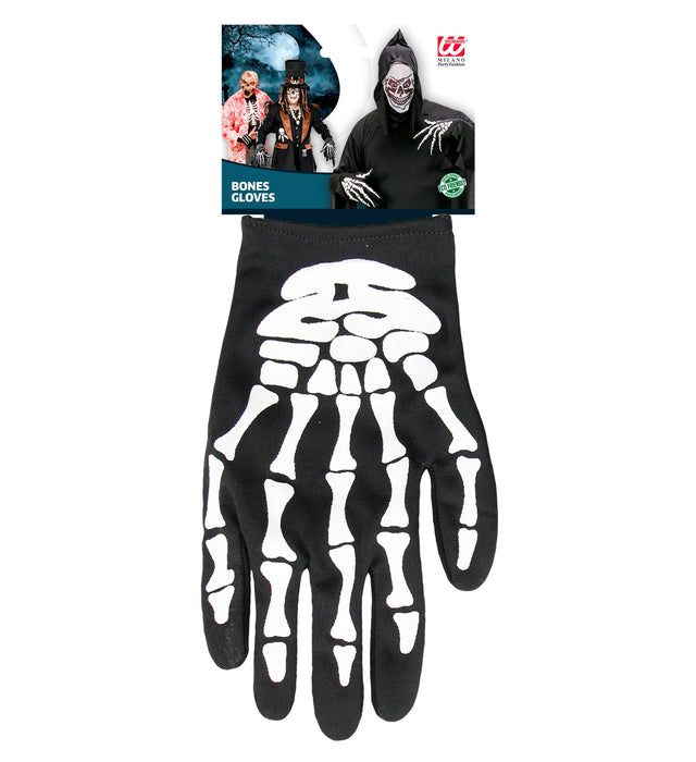 Skelett Handschuhe für Erwachsene | Schwarz Weiß - Kostüm Halloween