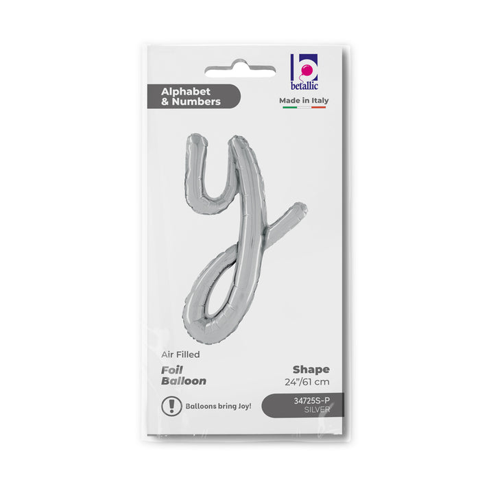 ABC14 Folienballon Buchstabe Skript Silber | Y 61 cm