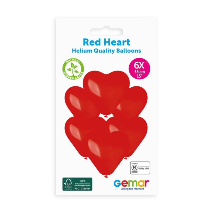 Latexballon Herz 30 cm Rot #045 | 6 Stück