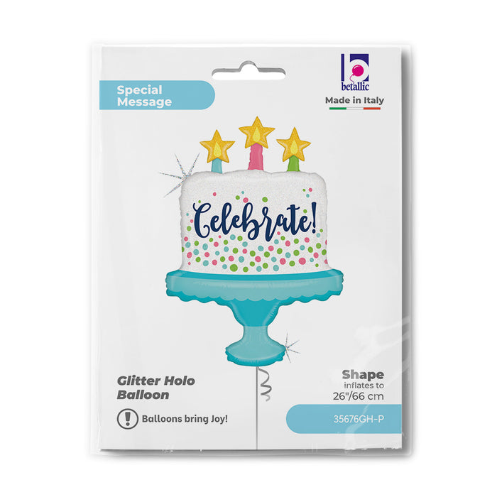 Shape Folienballon "Happy Birthday" Torte Celebrate | 84 cm