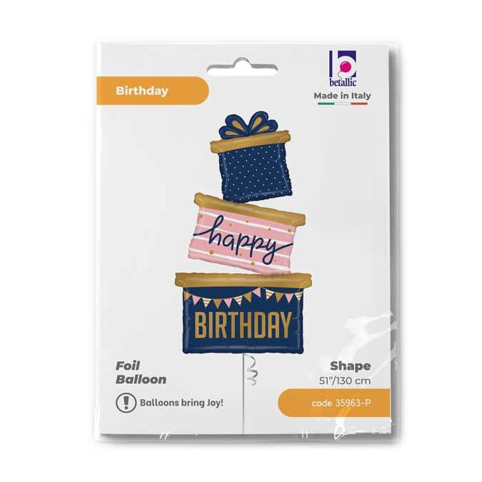 ABC Shape Folienballon | Navy Birthday Gift Trio - 130cm