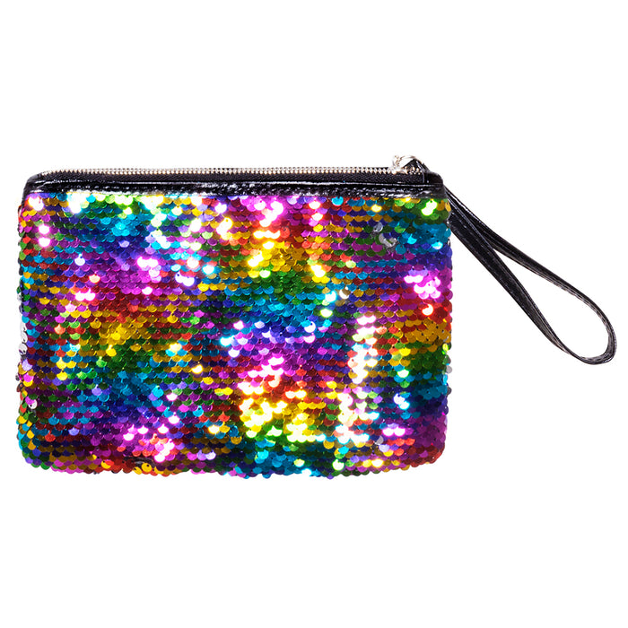 Regenbogen Pailletten Handtasche "Rainbow Switch" 14 x 20 cm | Bunte Clutch