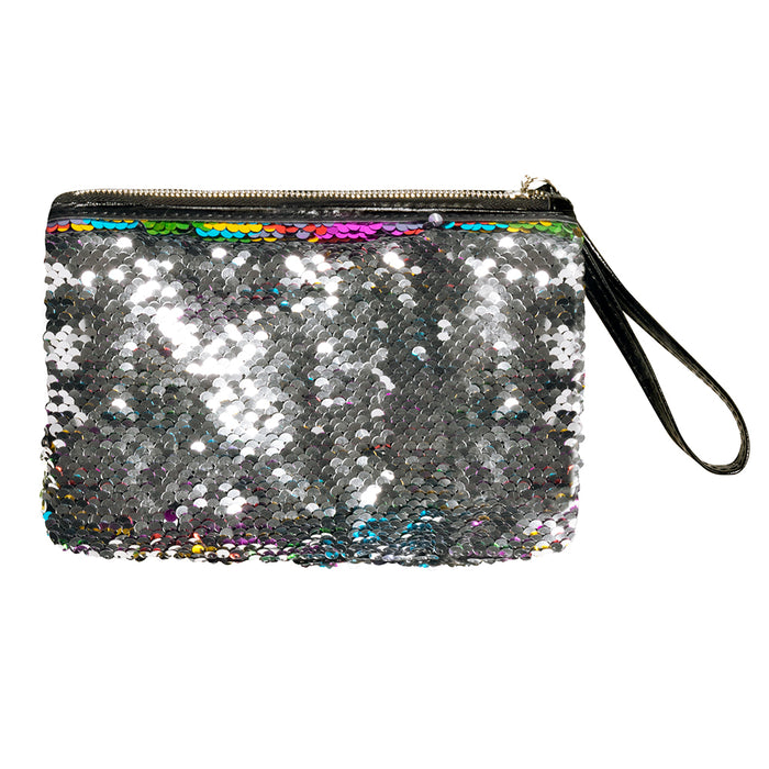 Regenbogen Pailletten Handtasche "Rainbow Switch" 14 x 20 cm | Bunte Clutch