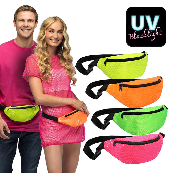 Bauchtasche "Sequins" | 4 Neon Farben sortiert UV