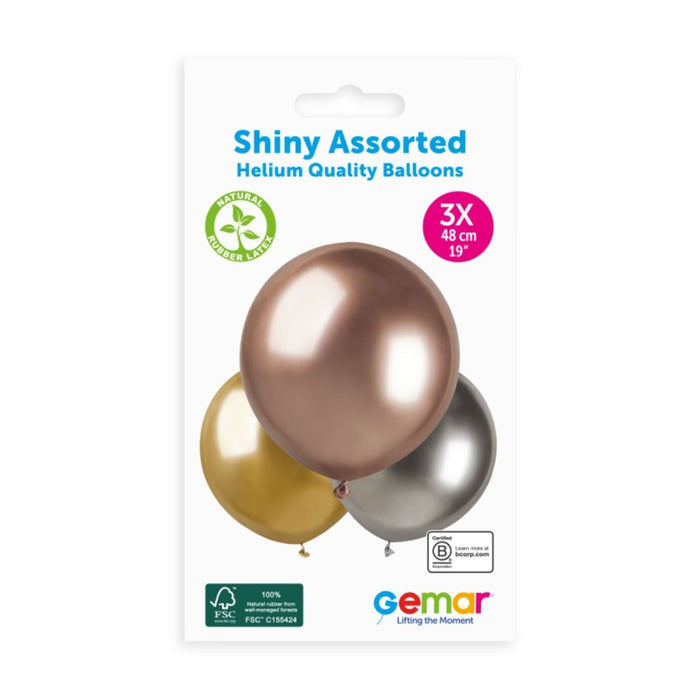 Latexballon 48 cm Gold Silber Roségold #360431 | 3 Stück