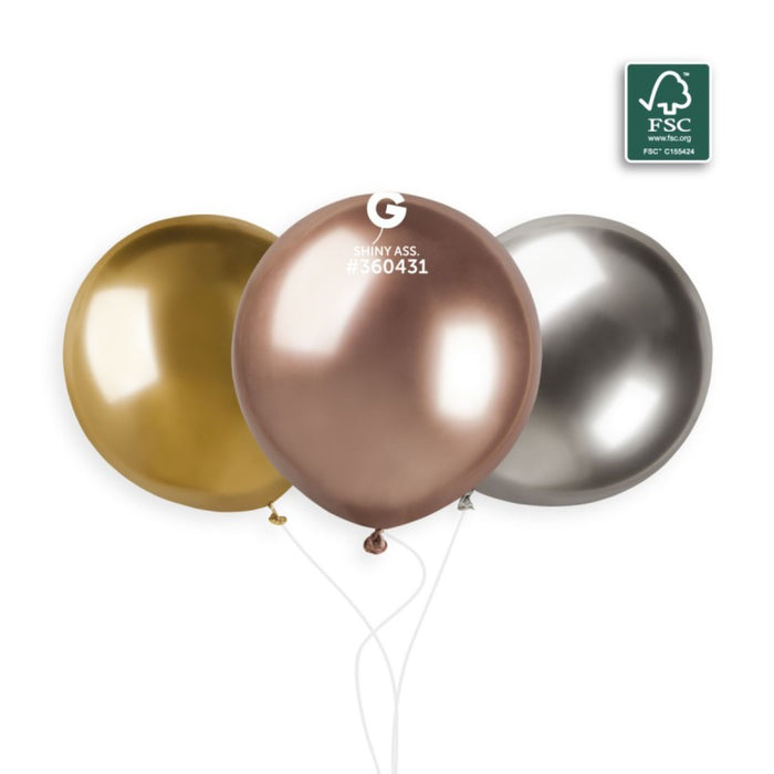 Latexballon 48 cm Gold Silber Roségold #360431 | 3 Stück