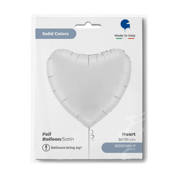 ABC36 Uni Herz 91 cm ø | Weiß Satin