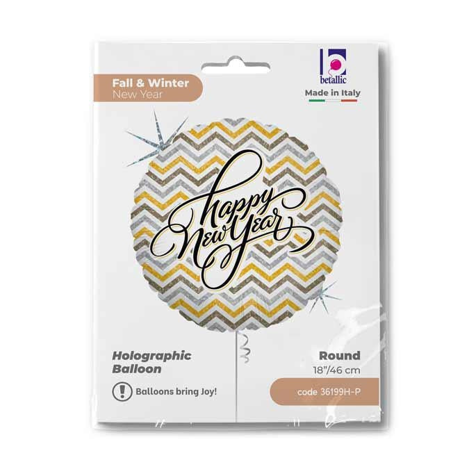 18"/Ø46cm Folienballon "Happy New Year Chevron" Holo