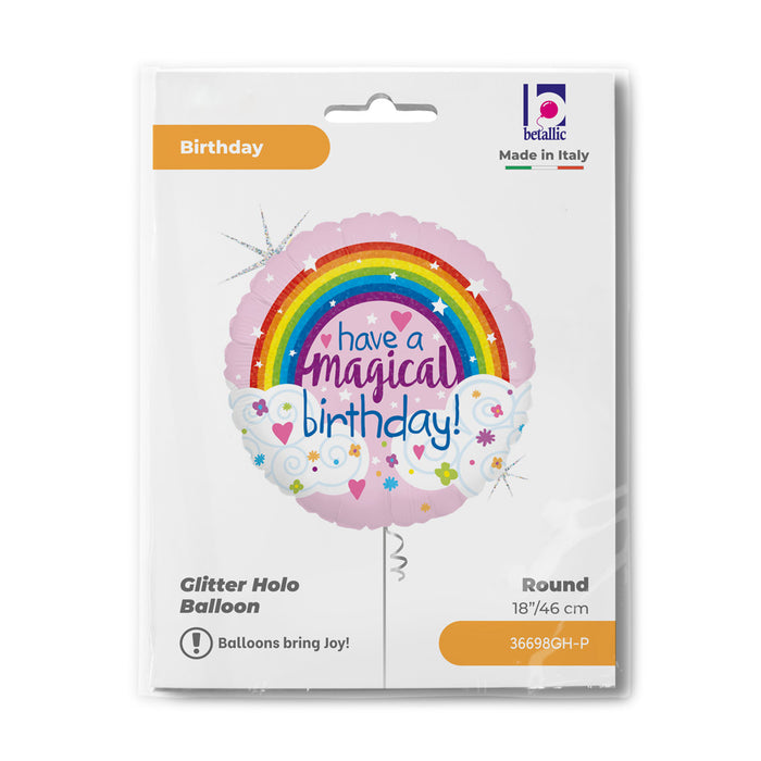 ABC18 Folienballon "Happy Birthday Magical" Glitter | Ø 46 cm