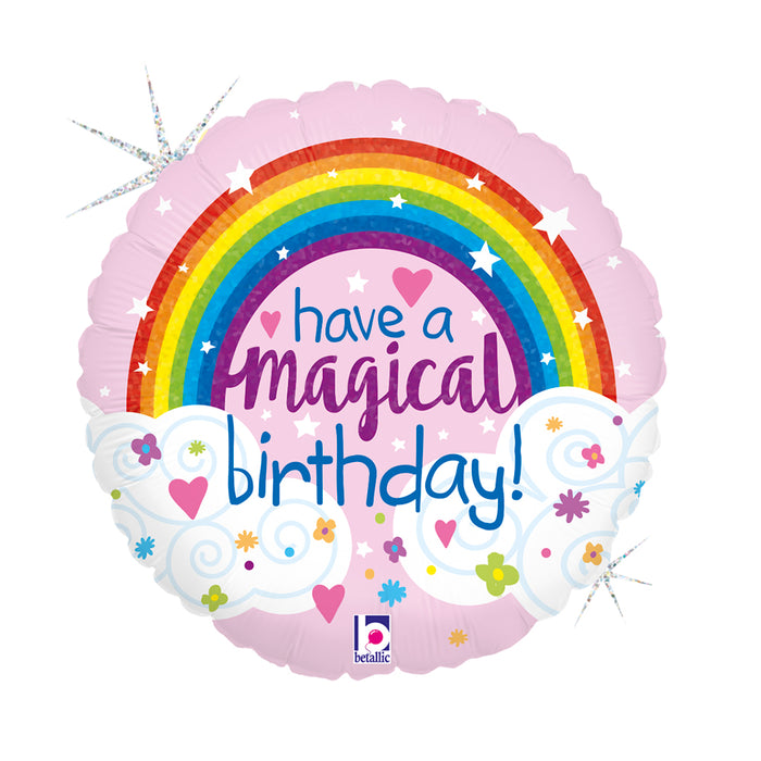 ABC18 Folienballon "Happy Birthday Magical" Glitter | Ø 46 cm