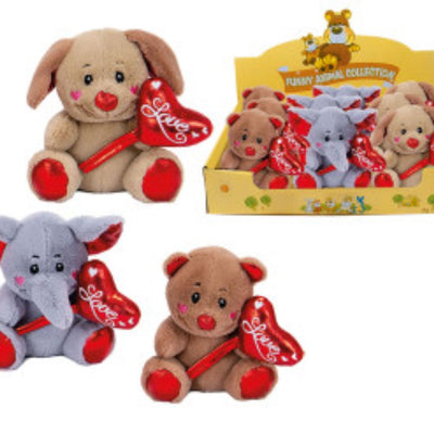 Plüsch Tiere mit Herzballon "Love" | 14 cm 3-fach sortiert - feiermeier Spielzeug