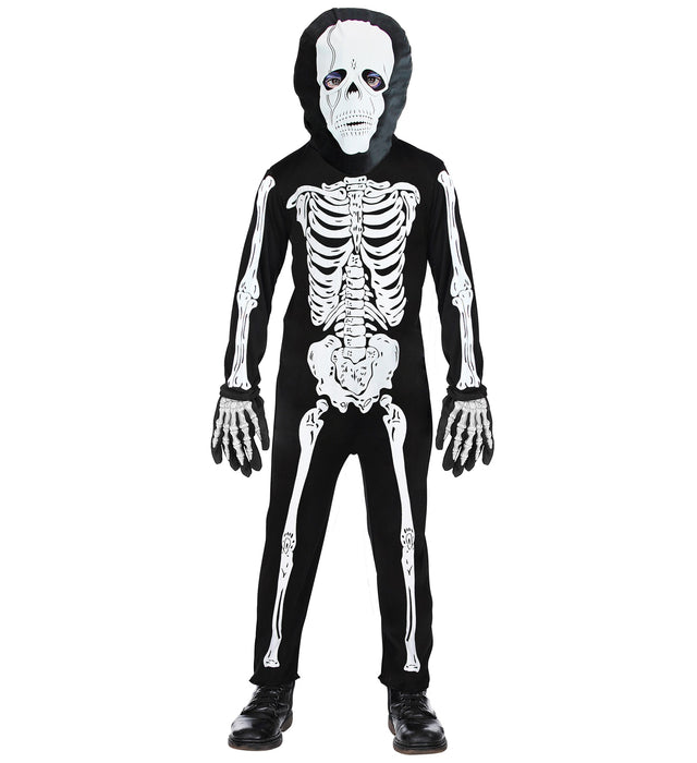 Halloween Skelett Kinderkostüm mit Maske | Schwarz Weiß