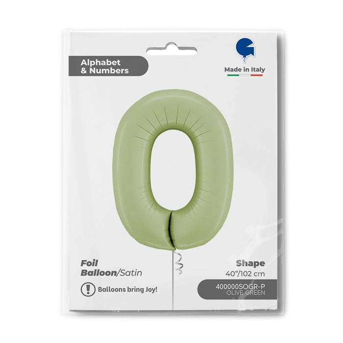 Riesenzahl Folienballon 40"/102cm | Satin Olive #0