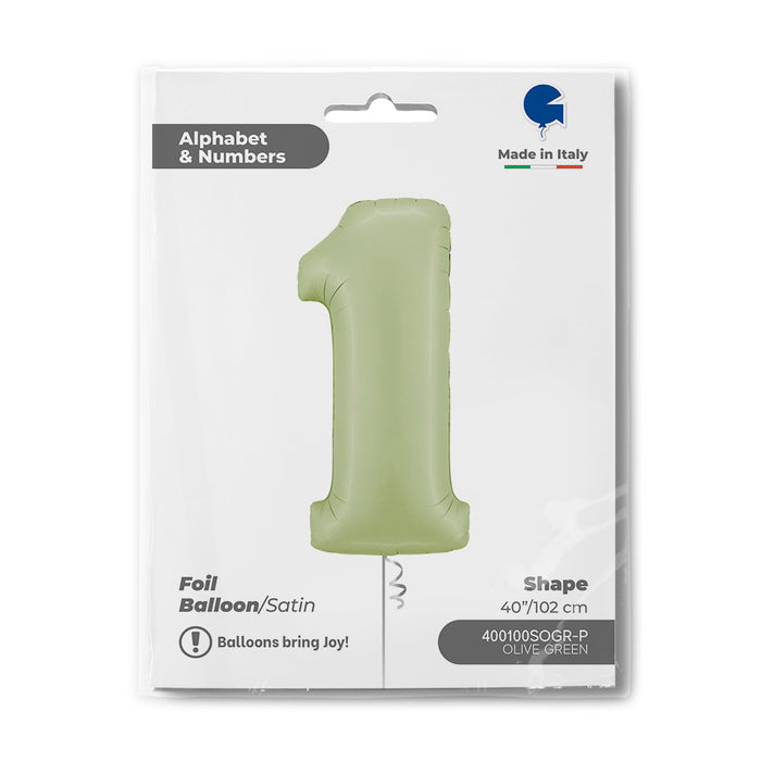 Riesenzahl Folienballon 40"/102cm | Satin Olive #1