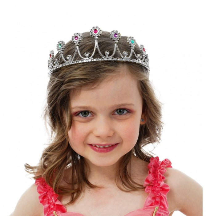 Tiara Diadem für Kinder | Silber bunt