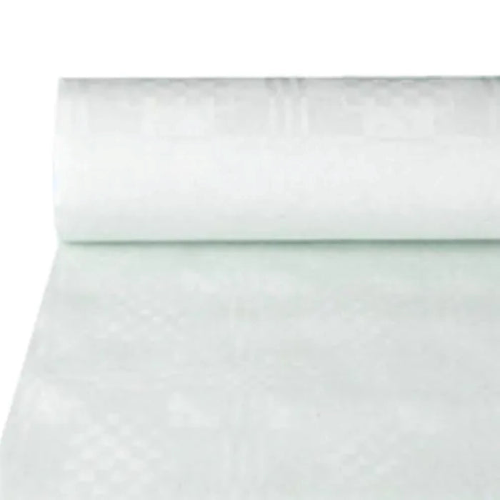 Tischdecke Papier mit Damastprägung 50x1m  | Weiß