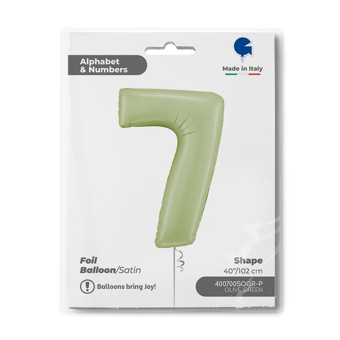 Riesenzahl Folienballon 40"/102cm | Satin Olive #7