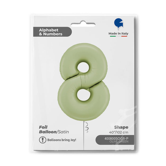 Riesenzahl Folienballon 40"/102cm | Satin Olive #8