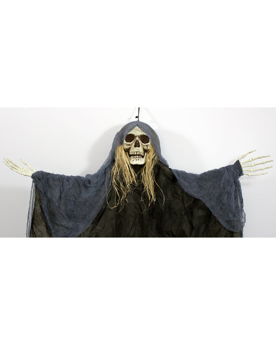 Schwarze Todesfee mit Totenkopf Deko 150x90 cm