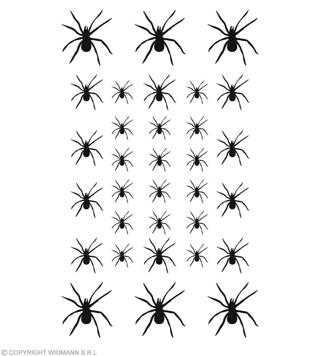 Spinnen Tattoos - 32 Stück | Zubehör zum Hexenkostüm