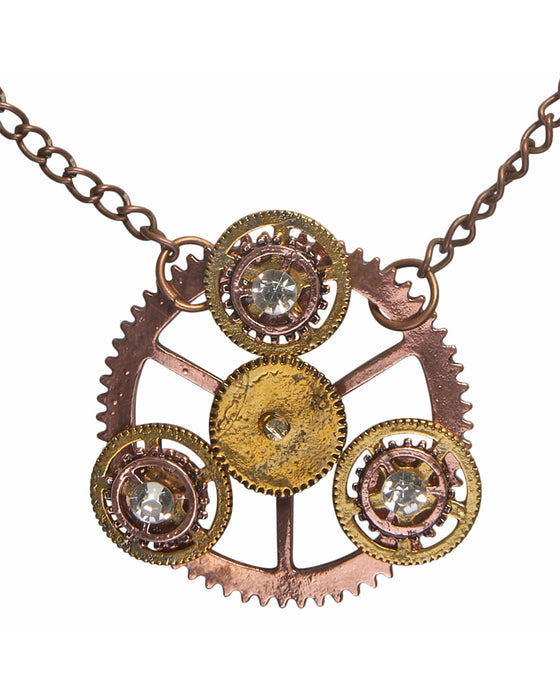 Steampunk Halskette mit Zahnräder Medaillon - 414013 | Bronze
