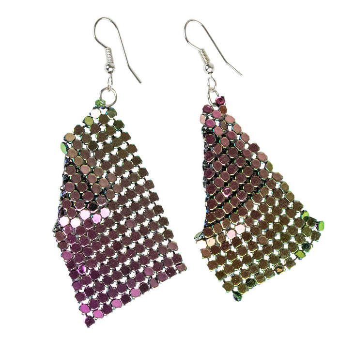 Glitzernde Regenbogen Ohrringe zum Disco Party Kostüm 414114 | Bunt