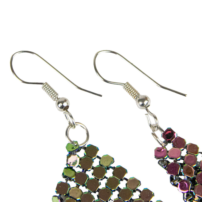 Glitzernde Regenbogen Ohrringe zum Disco Party Kostüm 414114 | Bunt