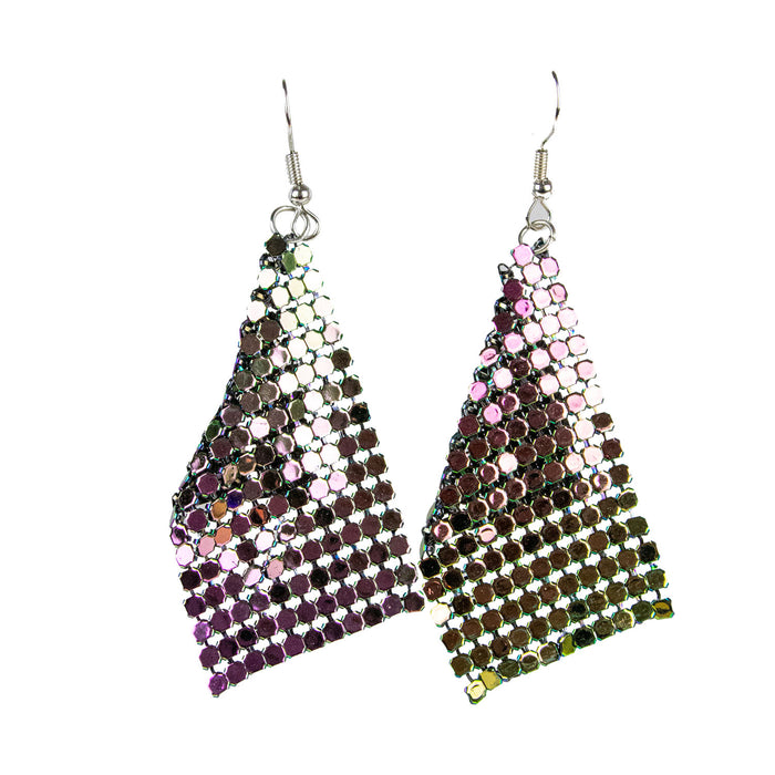 Glitzernde Regenbogen Ohrringe zum Disco Party Kostüm 414114 | Bunt