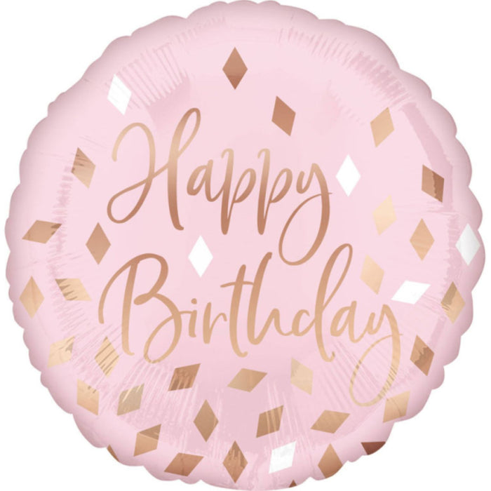 ABC18 Folienballon "Happy Birthday Blush" | Ø43cm