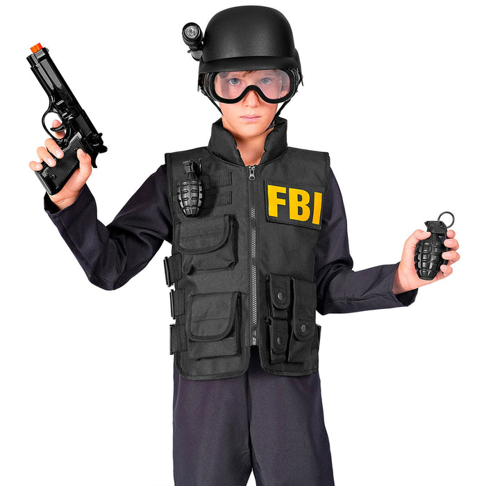 S.W.A.T. Set zum Kostüm für Kinder 6-tlg. | Schwarz