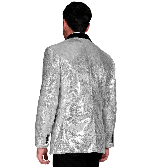 Pailletten Jackett "Glitter" für Herren | Silber