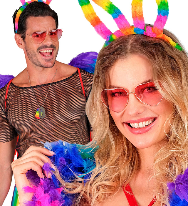 Herzbrille mit farbigen Gläsern | Gold Rot