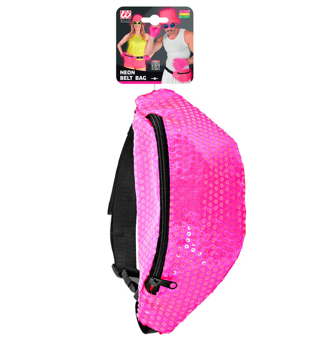 Neon Bauchtasche mit Pailletten | Pink