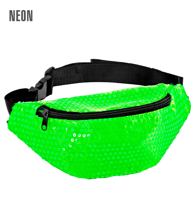 Neon Bauchtasche mit Pailletten | Grün