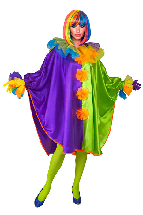 Clown Poncho für Erwachsene | Mehrfarbig - Einheitsgröße