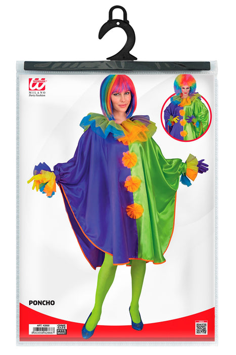 Clown Poncho für Erwachsene | Mehrfarbig - Einheitsgröße