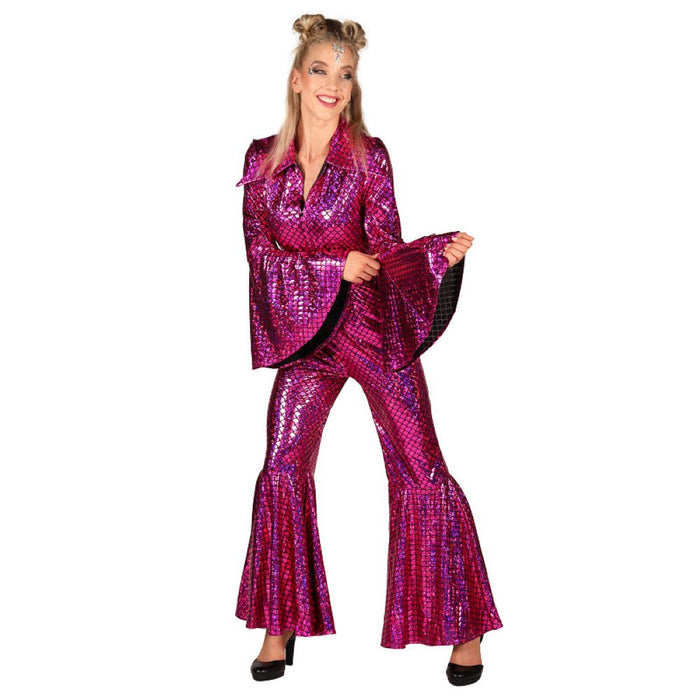 Disco Glitzer Anzug "Dazzling Star" für Damen - Retro Party Kostüm | Pink
