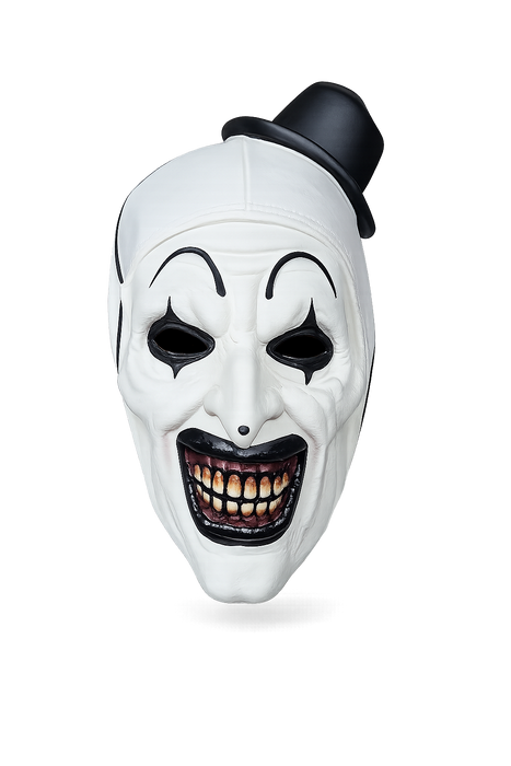 Halloween Latex Maske Clown mit Mini Zylinder | Weiß