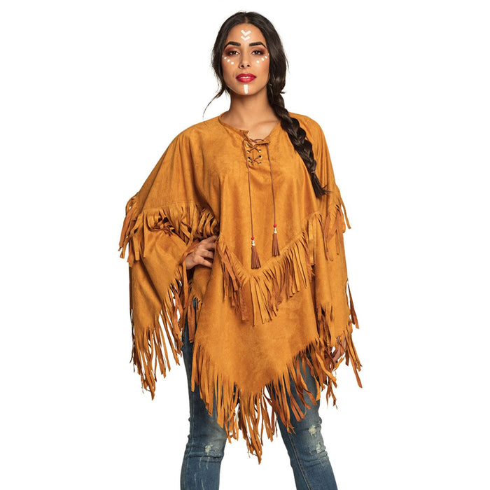Poncho Bohemian für Erwachsene | Braun