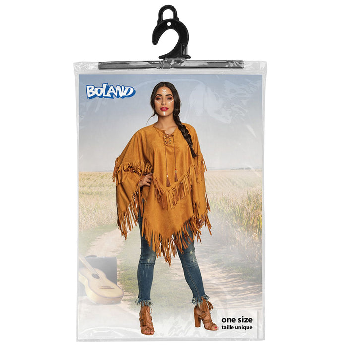 Poncho Bohemian für Erwachsene | Braun
