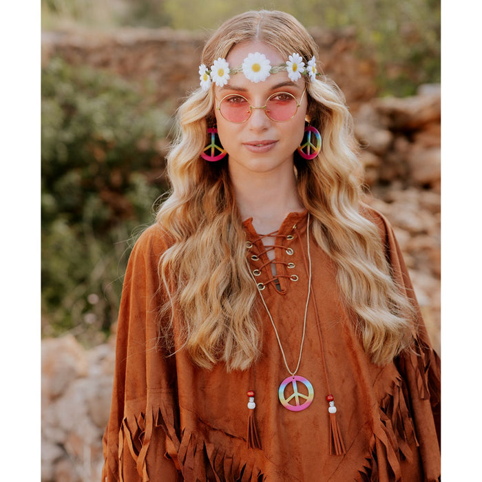 Poncho Bohemian für Erwachsene | Braun