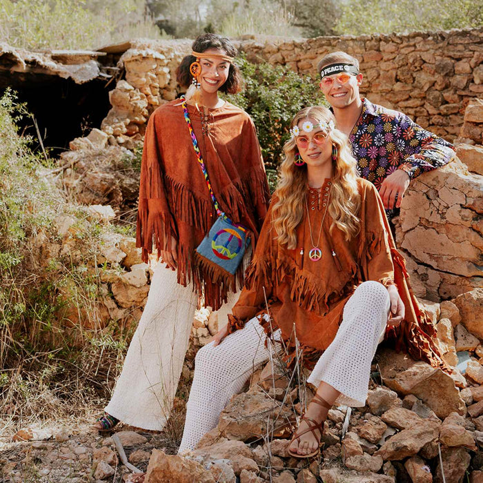 Poncho Bohemian für Erwachsene | Braun