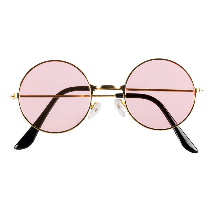 Hippie Kostüm-Set | Flower-Power Accessoires mit Blumen-Stirnband, Lennon-Brille, Peace-Kette & Ohrringen