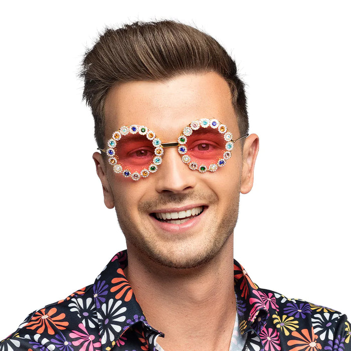 Brille "Crystal" | Hippie Partybrille mit Glitzersteinen